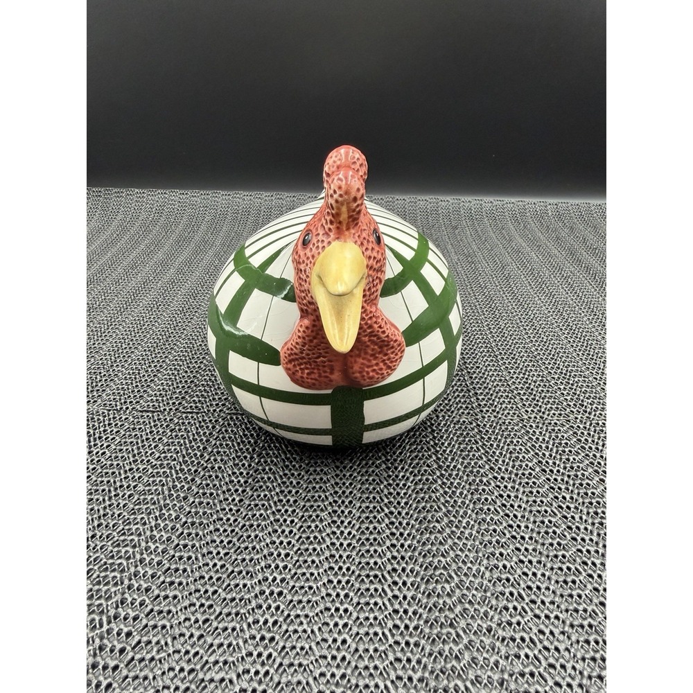 Vintage Ceramic Rooster Country Farmhouse Figurine Green StripesCBK, Ltd. 2000